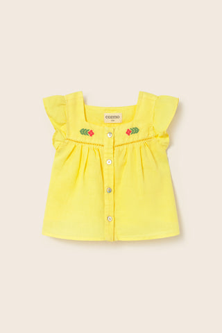 Cotton Linen Embroidered Baby Blouse
