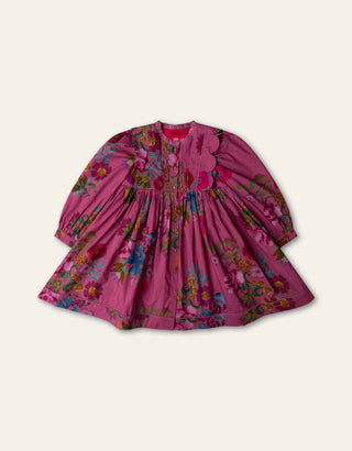 Red Violet Botanical Dress
