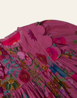 Red Violet Botanical Dress
