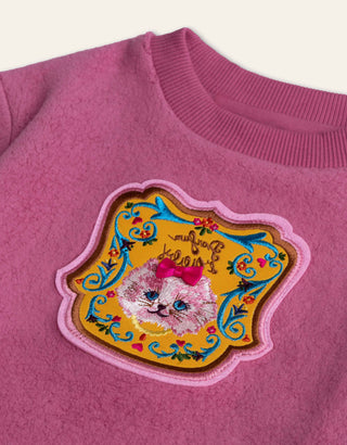 Cat Badge Fleece Sweatshirt
