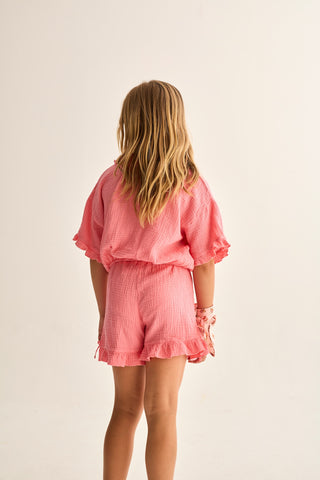 Zinnia Gauze Blouse in Candy Pink
