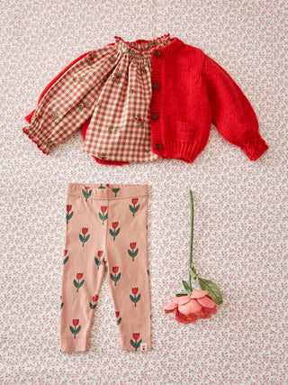 Embroidered Terracotta Gingham Blouse
