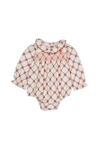 Floral Check Amande Romper
