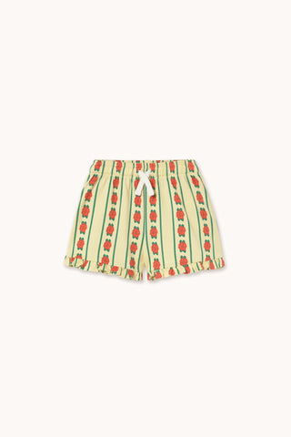Rose Pattern Shorts in Dusty Yellow
