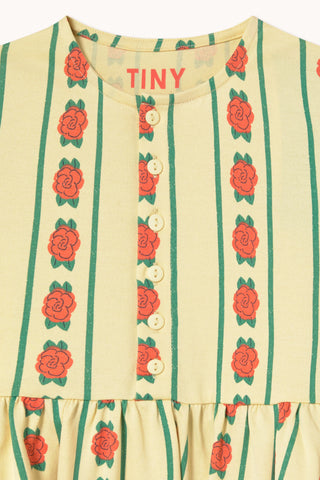 Rose Pattern Dress in Dusty Yellow

