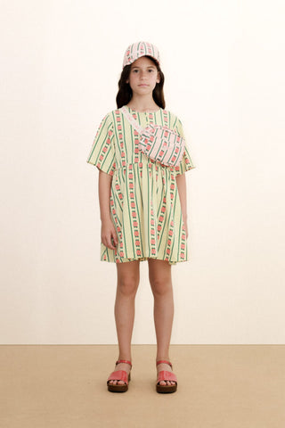 Rose Pattern Dress in Dusty Yellow
