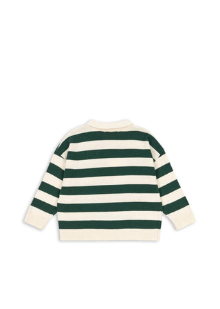Pine Stripe Knit Polo with Embroidered Lemon
