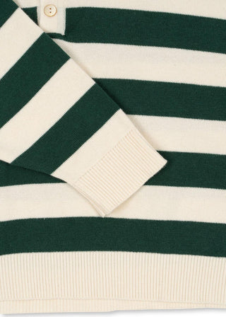Pine Stripe Knit Polo with Embroidered Lemon
