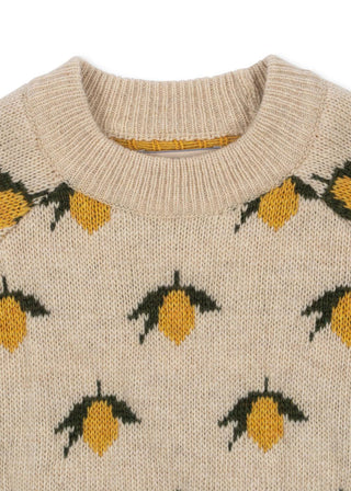 Merino Wool Lemon Knit Sweater
