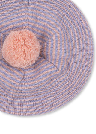 Purple + Pink Knit Striped Beret
