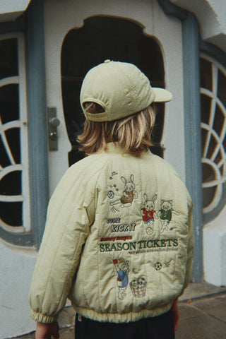 Pale Olive Green Embroidered Juno Bomber Jacket
