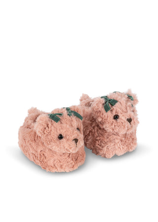 Dusty Pink Teddy Footie Slippers
