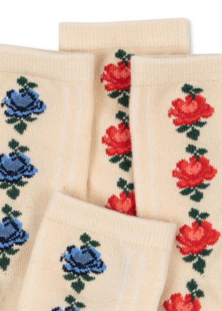 Rose Mix Print 2 Pack Jacquard Socks
