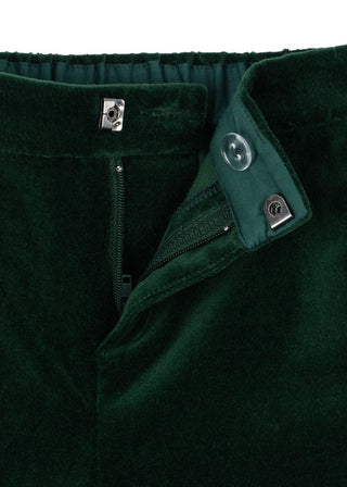Dark Green Velvet Embroidered Pants
