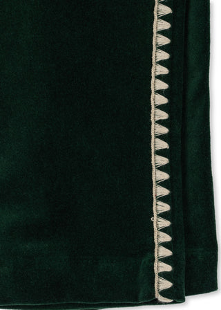 Dark Green Velvet Embroidered Pants

