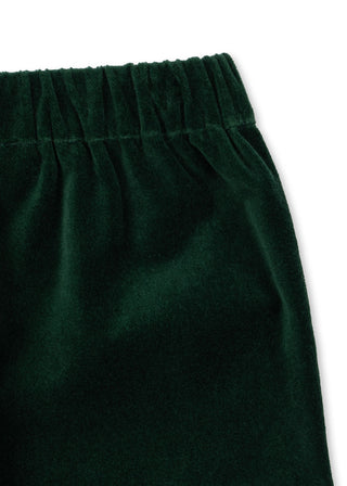 Dark Green Velvet Embroidered Pants
